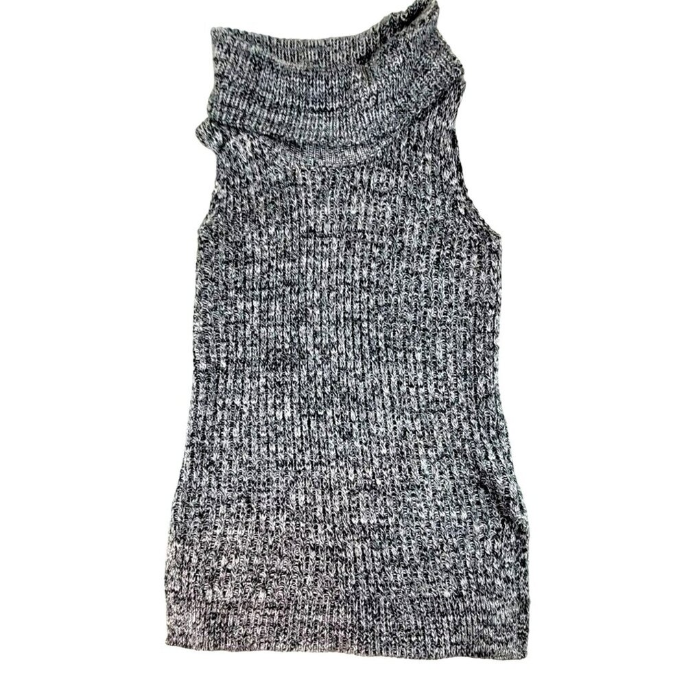 Cynthia Rowley Top Womens Cable Knit Sleeveless Black Gray Size Small  JH1295